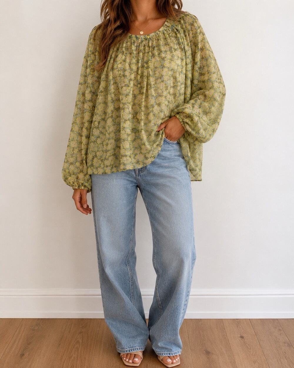 Tanya Taylor Top in Floral Print Sheer Linen and Silk Shirt Size Small